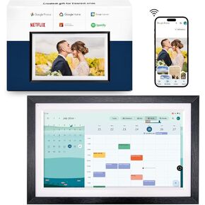 Changingtouch 15.6" Smart Display with Anti-Glare Touchscreen|Google Digital Calendar,Voice Assistant&Home hub|Wall-Mount Digital Picture Frame|Portable TV|Install Google Play Apps (White&Black)