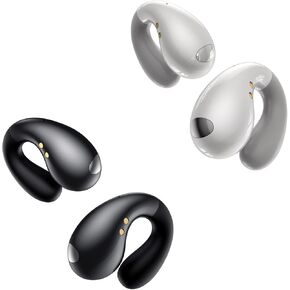 2 Sets Ultra Open-Ear-Earbuds Wireless Bluetooth - Ergonomic Clip-On Earbuds, Small Bone Conduction Earbuds with Waterproof Design, Black + White