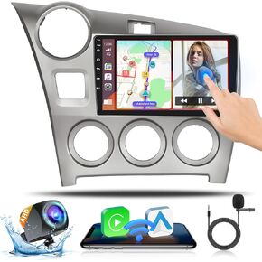 Double din for Toyota Matrix 2009-2014【Wireless Carplay】 Android 13 Carplay Radio with Android Auto, 9' Touchscreen Stereo WiFi/Bluetooth/GPS/SWC/Mic/Backup Camera