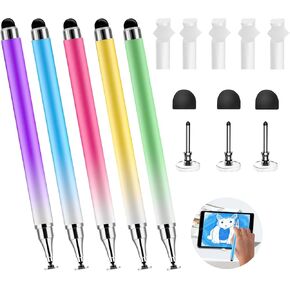 5pack 3 in 1 pen pen لشاشة اللمس ، iPad ، iPhone ، قلم القلم مع وظيفة حامل الحامل ، الدقة العالية والحساسية ، متوافقة مع جميع شاشات اللمس ، iPhone ، iPad/Android أقراص ، كمبيوتر محمول