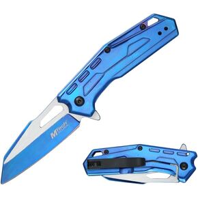 MTECH USA Folding Pocket Knife, 6.85 Inch Overall Length, Drop Point Blade, Aluminum Handle (Black)