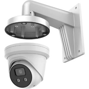 DS-2CD2347G2-LU 4MP IP 247 Full Color 2.8mm PoE Turret Dome Camera IP67 IK10 H.265+ Built-in Mic, Human Detection, Bundle with PC140 DS-1273ZJ-140 Wall Mount Bracket, Compatible with Hikvision NVR