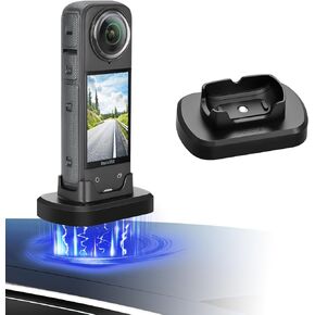 Magnetic Car Mount for Insta360 X4 Accessories, Strong Magnetic Stand Adapter for Various Magnet Surfaces, Insta 360 X4 Holder Base for Home Charging or Storing on Desktop, Black