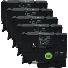 NEOUZA 5PK Compatible for Brother P-Touch Laminated Tze Tz Label Tape Cartridge 12mmx8m (TZe-335 White on Black)