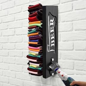 Palksky Small Can Cooler Holder With Bottle Opener Wall Mounted, 2 in 1 Metal Can Cooler Dispenser Custom Organizer for Beer Cozy Storage Drinker Creative Cool Stuff Christmas Gifts