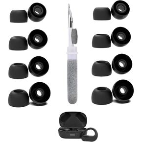[8 Pairs] Replacement Ear Tips for JBL Endurance Peak 3, with 3 in 1 Cleaner Kit, Silicone Ear Tips (XS/S/M/L) (Black, XS/S/M/L)