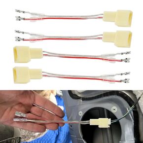 4 PCS Car Door Speaker Wiring Harness Adapter, Plug and Play with 2-Pin Copper Terminals, Compatible with Mitsubishi Subaru Aftermarket Door Speakers & Radios (White