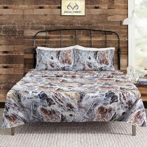 VISI-ONE Realtree Max-5 Camouflage Bed Sheets - 4 Piece Camo Bedding Full - Premium Polycotton Super Soft Hunting Sheet Set - Machine Washable Outdoor Bedding Set (Full Size)