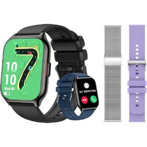 Smart Watch with 4 Bands, 2.0" Fitness Tracker Watch(Dial/Answer Calls) with Heart Rate/Blood Pressure/Blood Oxygen Monitor for Android iOS