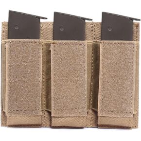 Tactical Triple Pistol Mag Pouch - MOLLE Compatible, Fits 1911 & Glock 9mm Magazines