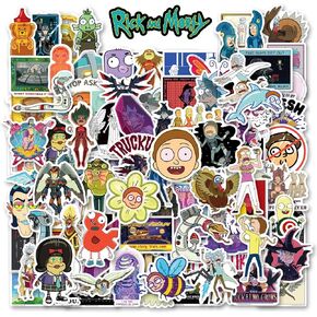 50PCS Rick and Morty Stickers,Officially Licensed Waterproof Vinyl Stickers,Waterproof Vinyl Decals for Laptop, Water Bottle, Car, Phone - Cartoon Anime Decor with Morty and Rick