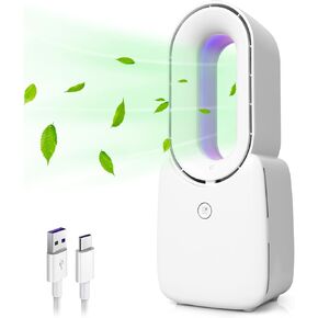 CONBOLA Desk Fan, Bladeless Fan 11.8 inch Small Personal Cooling Fan with 5 Colors LED Light, Touch Control, Quiet Table Fan for Bedroom, Home, Office