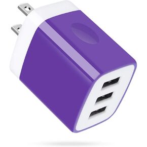 3 Port USB Wall Charger - Multi-Port USB Plug, 5V 3.1A Compatible with iPhone 14/13/12/11/Xs/XR/8/7/6S, Samsung Galaxy S23/S22/S21/A14/A13/Note 20, LG V20/V30/V35 THINQ Q7