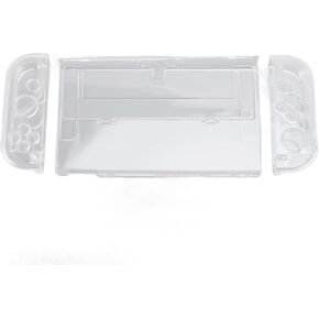 Pomya Clear Protective Case, Transparent Shell Cover for Switch with Detachable Design, Dockable & Shockproof, Game Console Back Protective Shell, for Switch OLED and Joycon Controllers