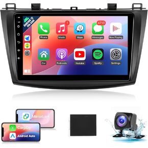 Naifay Android Car Radio for Mazda 3 2009 2010 2011 2012 2013 with Wireless CarPlay Android Auto, 9inch IPS Touch Screen for Mazda 3 Car Stereo with Bluetooth/GPS/WiFi/SWC/Split Screen/Backup Camera
