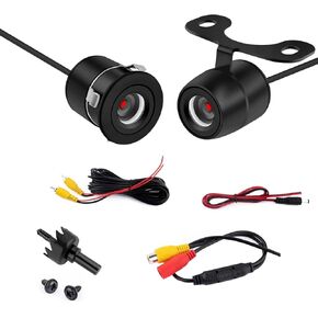 كاميرا للنسخ الاحتياطي للسيارة ، IP68 Camera HD Night Vision ، 170 درجة بزاوية عريضة التخفيض الكاميرا الخلفية مع الكاميرا مع تسخير سلك قوس التثبيت ، Universal for Cars Trucks (Black)
