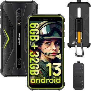 Ulefone Armor X12 & Case Rugged Phones, IP68/IP69K, Android 13 6GB + 32GB, 13MP + 8MP, 5.45 Inch HD+ Display, 4860mAh Big Battery, Dustproof, Compass, NFC, OTG, GPS - Green