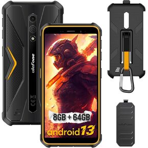 Ulefone Armor X12 Pro & Case Rugged Phones, IP68/IP69K, Android 13 8GB + 64GB, 13MP + 8MP, 5.45 Inch HD+ Display, 4860mAh Big Battery, Dustproof, Compass, NFC, OTG, GPS -Orange