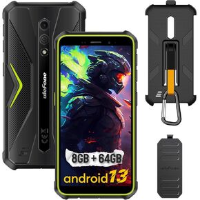 Ulefone Armor X12 Pro & Case Rugged Phones, IP68/IP69K, Android 13 8GB + 64GB, 13MP + 8MP, 5.45 Inch HD+ Display, 4860mAh Big Battery, Dustproof, Compass, NFC, OTG, GPS -Green