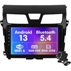 Android 13 Car Radio for 2+32G Nissan Altima 2013-2015 10.1'' 1280 * 720 Touchscreen Car Stereo with Carplay Android Auto Backup Camera Mirror Link GPS Navigation WiFi 6 Bluetooth 5.4 SWC