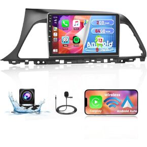 Hikity for Hyundai Sonata 2015-2017 (LHD) Radio 8 Core 4+64GB Android 13 Car Stereo 9 Inch IPS Touchscreen Car Radio with Wireless Carplay Android Auto 59UI GPS WiFi 32EQ DSP Backup Camrea