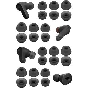 [ 12 Pairs ] Vibe Beam/Tune 230NC Ear Tips Soft Replacement Silicone Eartips Gel Compatible with JBL Vibe Beam/Tune 230NC / Vibe 200TWS / Vibe 125TWS / Tune 130NC Gray L/M/S