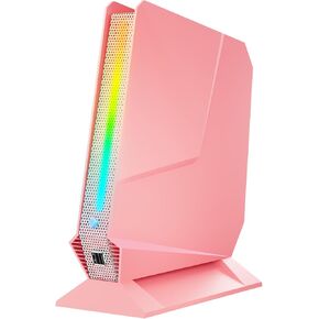 Mini PC, Intel Core i7 8750H(8C/16T up to 4.1GHz), GTX 1050 3G Graphics Mini Computer with RGB Lights, 16GB DDR4 RAM, 512 NVMe SSD, Triple Display, WiFi6 BT5, Win 11 Pro Pink