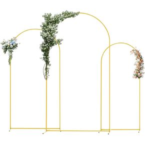 مجموعة الحامل الخلفية القوس المعدنية الذهبية (6 أقدام/5 أقدام/4ft) - إطار قوس الزفاف متعدد الاستخدامات للبالونات والزهور ، تول - موقف خلفي مثالي لأعياد الميلاد ، الاستحمام ، الاحتفالات ، أحداث العطلات