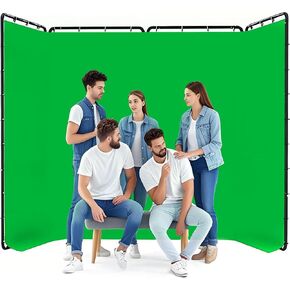 7.87ft x 13.12ft Green Screen Backdrop with Stand, Large Professional Collapsible Backdrop System for Photo Studio, Video Shooting, Live Streaming, Gaming