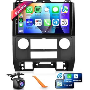 8 CORE 4G+64G Car Radio Stereo for Ford Escape Mazda Tribute 2007-2012 with Wireless CarPlay/Android Auto, 9 Inch 1280 * 720P IPS Touch Screen Android 13 GPS WiFi Bluetooth DSP SWC Camera