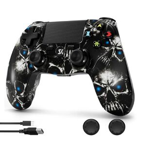 Kujian 2 Pack Wireless Controller for PS4, Wireless Remote Control Compatible with Playstation 4/Pro/Slim/PC with Double Shock, Touch Pad, Six-axis Motion Sensor(Galaxy Blue and Red)