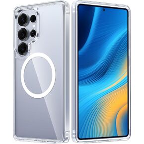 FNTCASE for Samsung Galaxy S25-Ultra Case: Clear Magnetic Military Grade Drop Protection Shockproof Anti Yellowing Cell Phone Cover - Slim Rugged Protective Bumper Transparent Cases(Clear)