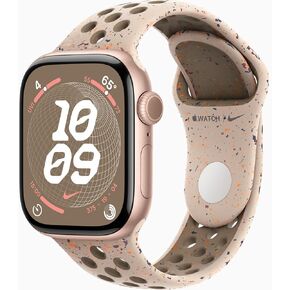 Apple Watch Series 10 [GPS, 42mm] - Rose Gold Aluminum Case with Desert Stone Nike Sport Band, S/M (Renewed)