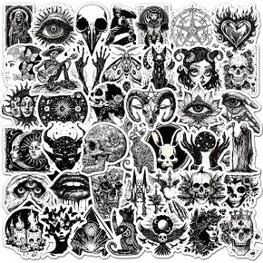 100 Pcs Gothic Stickers Pack - Black & White Skull Stickers for Water Bottles, Laptops, Luggage, Skateboards, Planners - Waterproof Vinyl Horror Decals for Teens & Adults, Perfect Goth Gifts