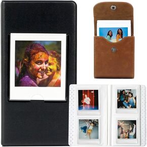 64 Pockets Album and Brown Photo Pouch Album for Fujifilm Instax Square Film Photo Album SQ40 SQ1 SQ6 SQ10 SQ20 SP-3 Square Instant Film Camera