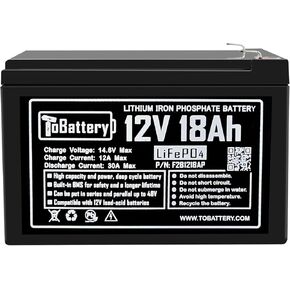 12V 6.5ah Lithium LifePo4 بطارية الدورة العميقة ، 3000+ دورة قابلة لإعادة الشحن للطاقة الشمسية ، الباحث عن الأسماك ، الإضاءة ، التغذية والمزيد مع 6A BMS (F1 محطات) (12V6.5AH)