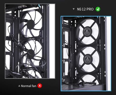 SEGOTEP HQ12 PRO Gaming PC Cooling Fan - 120mm - Infinity ARGB Case Fan - PWM - Daisy Chain - Full Modular - White Color (3, Black) in Kuwait