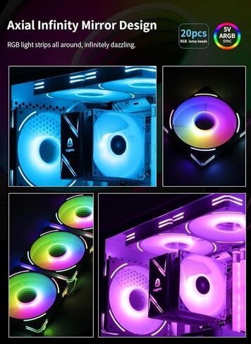 SEGOTEP HQ12 PRO Gaming PC Cooling Fan - 120mm - Infinity ARGB Case Fan - PWM - Daisy Chain - Full Modular - White Color (3, Black) in Kuwait