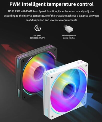 SEGOTEP HQ12 PRO Gaming PC Cooling Fan - 120mm - Infinity ARGB Case Fan - PWM - Daisy Chain - Full Modular - White Color (3, Black) in Kuwait