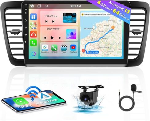 Hikity for Subaru Legacy Outback 2005 2006 2007 2009 2009 (LHD) Android Car Stereo Wireless Carplay Android Auto ، 2+64g 9 inch touchscreen Radio WiFi GPS Navigation Bluetooth FM RDS EQ Mirror Link in Kuwait