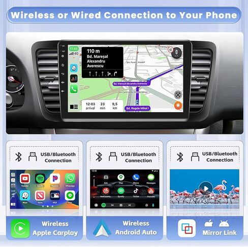 Hikity for Subaru Legacy Outback 2005 2006 2007 2009 2009 (LHD) Android Car Stereo Wireless Carplay Android Auto ، 2+64g 9 inch touchscreen Radio WiFi GPS Navigation Bluetooth FM RDS EQ Mirror Link in Kuwait