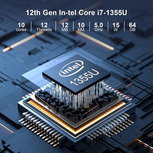 13th gen mini pc pc spanless pc pc core i7 1355u (حتى 5.0 جيجا هرتز) ، كمبيوتر صغير مع Win11 Pro ، Dual 2.5g Lan Office PC in Kuwait