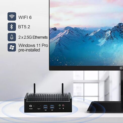 13th gen mini pc pc spanless pc pc core i7 1355u (حتى 5.0 جيجا هرتز) ، كمبيوتر صغير مع Win11 Pro ، Dual 2.5g Lan Office PC in Kuwait