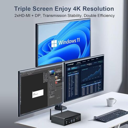 13th gen mini pc pc spanless pc pc core i7 1355u (حتى 5.0 جيجا هرتز) ، كمبيوتر صغير مع Win11 Pro ، Dual 2.5g Lan Office PC in Kuwait