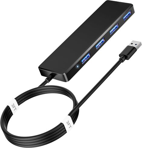 USB 3.0 Hub, 4 Ports USB A Splitter Ultra Slim Mini USB Expander, Multiple USB Hub for Laptop, PC, Xbox, Flash Drive, HDD, Console, Printer, Camera, Keyborad, Mouse and More in Saudi Arabia