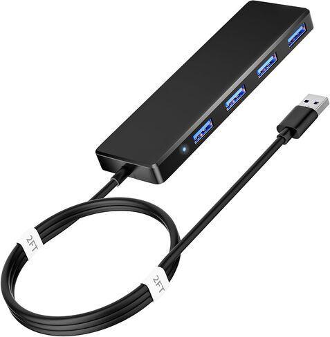 USB 3.0 Hub, 4 Ports USB A Splitter Ultra Slim Mini USB Expander, Multiple USB Hub for Laptop, PC, Xbox, Flash Drive, HDD, Console, Printer, Camera, Keyborad, Mouse and More in Saudi Arabia
