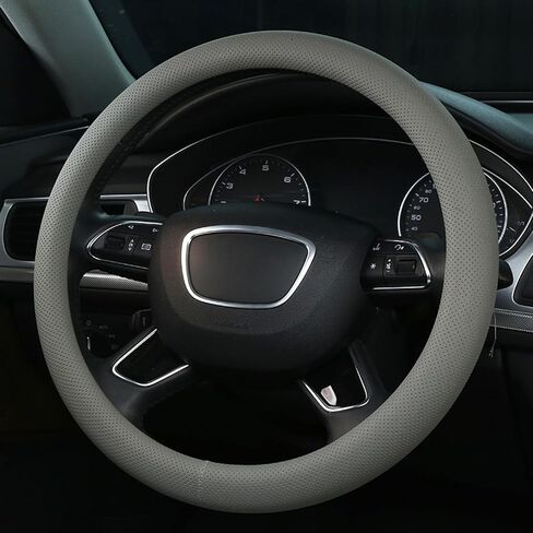 ALEMODR Brown Leather Steering Wheel Cover Universal 15 inch,Stylish Protection for Your Wheel in Kuwait