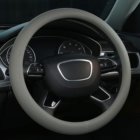 ALEMODR Brown Leather Steering Wheel Cover Universal 15 inch,Stylish Protection for Your Wheel in Kuwait