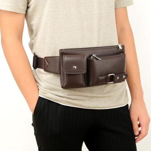 Men's Leather Sling Bag,Chest Shoulder Backpack, Water waterproof Crossbody Bag (#01 Brown) in Saudi Arabia