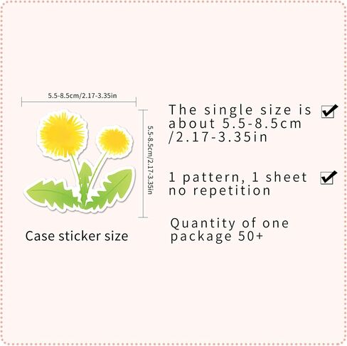 Dandelion Stickers,50PCs, Dandelion Laptop Decals Gift Toddlers Teens Girls Cute Cool Kawaii Tools Decorations DIY,Stickers for Hydro Flask in Kuwait